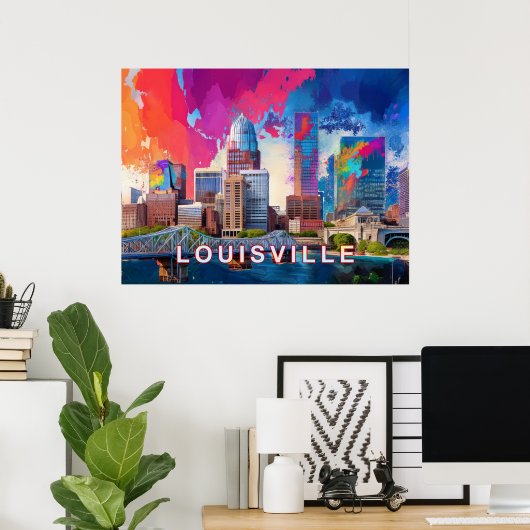 Louisville Abstrakte Skyline Poster (Heimbüro)
