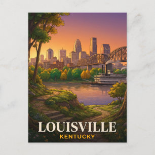 Louisville Kentucky Dampfer Flussufer Reise Postkarte