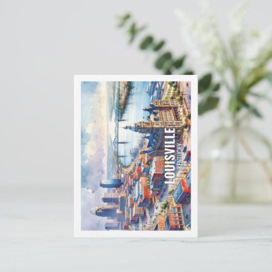 Louisville Kentucky Famous Travel Water Color Postkarte (Stehend Vorderseite)
