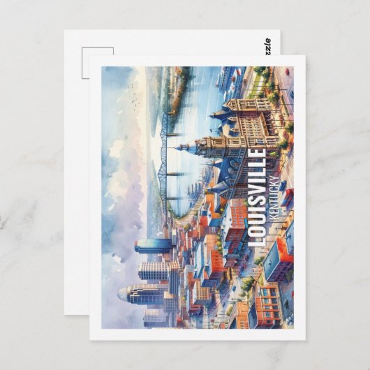 Louisville Kentucky Famous Travel Water Color Postkarte (Vorne/Hinten)