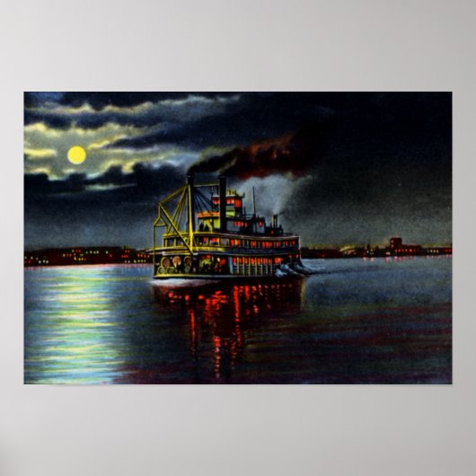 Louisville Kentucky Moonlight auf dem Ohio Poster (Vorne)