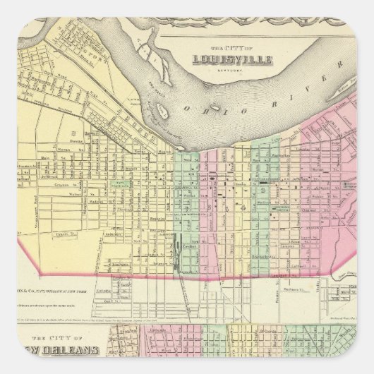 Louisville Kentucky Quadratischer Aufkleber (Vorderseite)