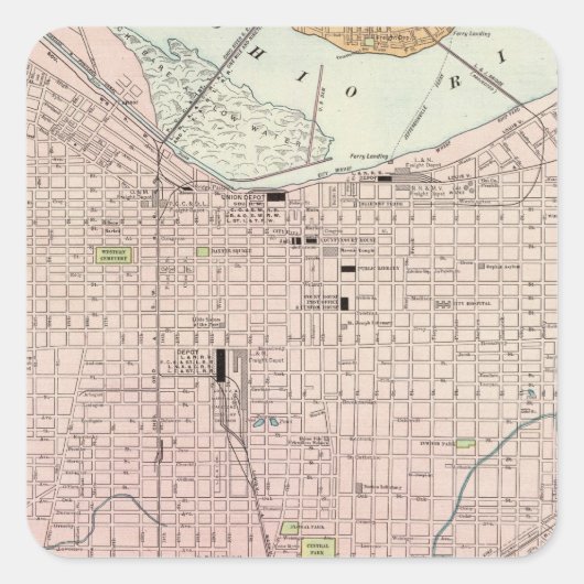 Louisville, Kentucky Quadratischer Aufkleber (Vorderseite)