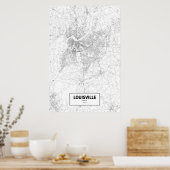 Louisville, Kentucky (schwarz auf weiß) Poster (Küche)