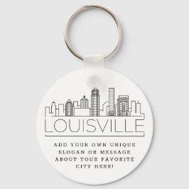 Louisville, KY Stylized Skyline | Benutzerdefinier Schlüsselanhänger