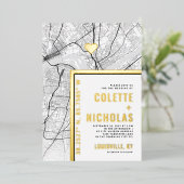Louisville Liebe Locator | Städtische Hochzeit Folieneinladung (Stehend vorne)