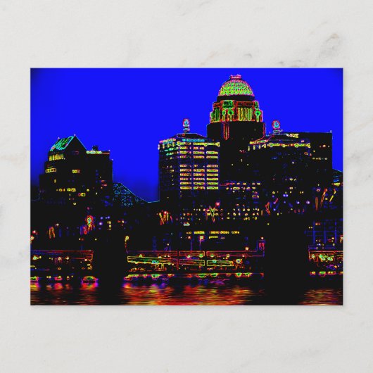 Louisville Neon Skyline Postcard Postkarte (Vorderseite)