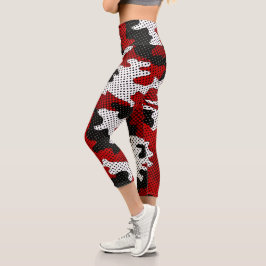 Louisville Red Black Bold Camo Printed Capri Leggings