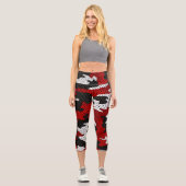 Louisville Red Black Bold Camo Printed Capri Leggings (Vorderseite)