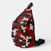 Louisville Red Black Bold Camo Printed Crossbody Bag (Rechte Ecke)