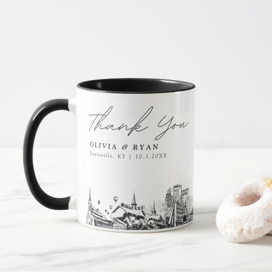 Louisville Sketch Simple Custom Wedding Coffee Tas Tasse (Mit Donut)