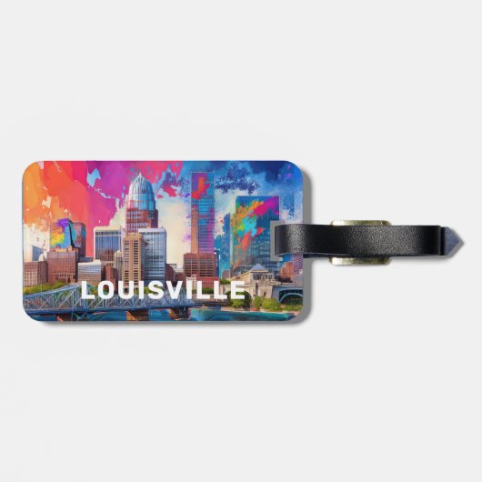 Louisville Skyline Abstrakte Kunst Gepäckanhänger (Rückseite horizontal)