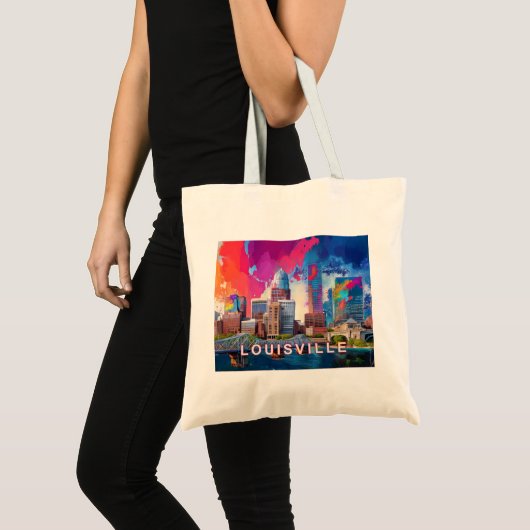 Louisville Skyline Abstrakte Kunst Tragetasche (Vorderseite (Produkt))
