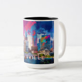 Louisville Skyline Abstrakte Kunst Zweifarbige Tasse (VorderseiteRechts)