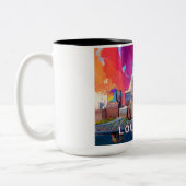 Louisville Skyline Abstrakte Kunst Zweifarbige Tasse (Links)