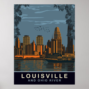 Louisville Skyline, Fluss Ohio, Reisen Poster