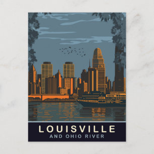 Louisville Skyline, Fluss Ohio, Reisen Postkarte