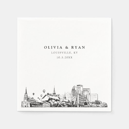 Louisville Skyline Wedding Paper Cocktail Napkin Serviette (Vorderseite)