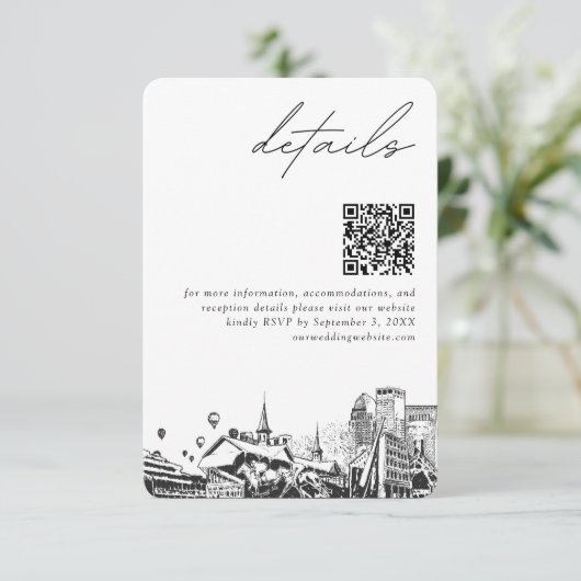 Louisville Wedding Modern Details QR Code Begleitkarte (Stehend Vorderseite)