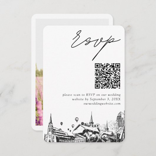 Louisville Wedding Modern UAWG QR Code Begleitkarte (Vorne/Hinten)