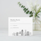 Louisville Wedding | Stilisierte Skyline-UAWG RSVP Karte (Stehend Vorderseite)