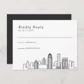 Louisville Wedding | Stilisierte Skyline-UAWG RSVP Karte (Vorne/Hinten)