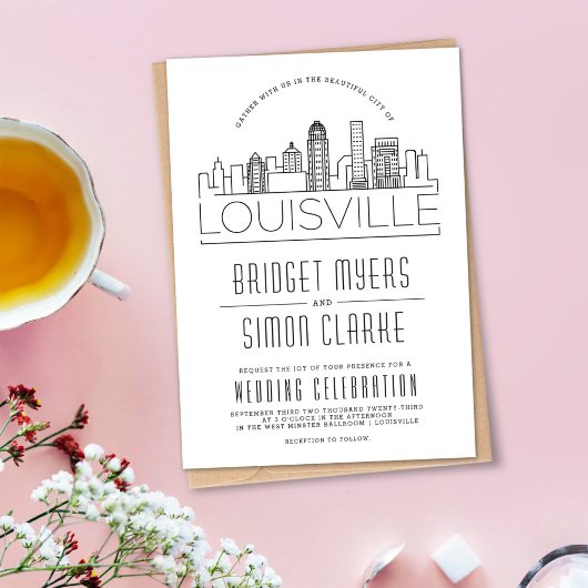 Louisville Wedding | Stilvolle Skyline-Einladung Einladung
