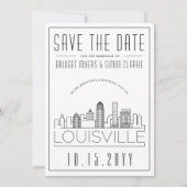 Louisville Wedding Stylized Skyline Save the Date Einladung (Vorderseite)