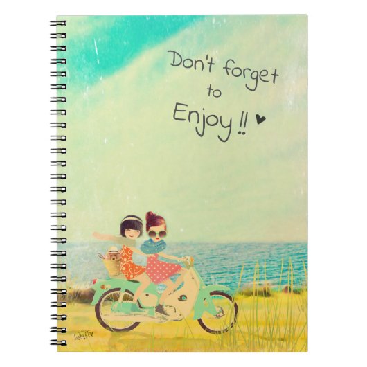 Loulou & Ting * Sunny girls on scooter Notizblock (Vorderseite)