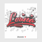 Louna red Heart Graffiti Aufkleber Sticker (Blatt)