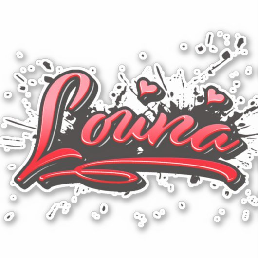Louna red Heart Graffiti Aufkleber Sticker (Vorderseite)