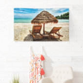 Lounge Chairs Beach throw Pillow Banner (Insitu)