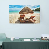 Lounge Chairs Beach throw Pillow Banner (Messeveranstaltung)
