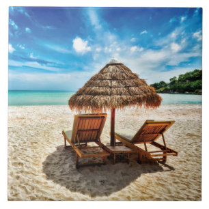 Lounge Chairs Beach throw Pillow Fliese