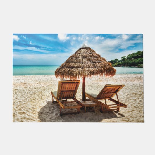 Lounge Chairs Beach throw Pillow Fußmatte (Vorderseite)
