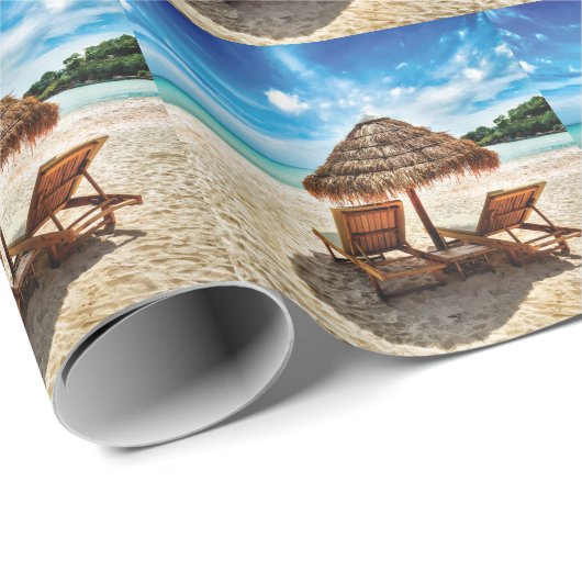 Lounge Chairs Beach throw Pillow Geschenkpapier (Rolleneckpunkt)
