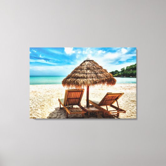 Lounge Chairs Beach throw Pillow Leinwanddruck (Vorderseite)