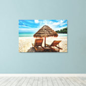 Lounge Chairs Beach throw Pillow Leinwanddruck (Insitu (Holzboden))