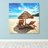 Lounge Chairs Beach throw Pillow Leinwanddruck (Insitu (Holzboden))