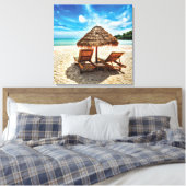 Lounge Chairs Beach throw Pillow Leinwanddruck (Insitu (Schlafzimmer))