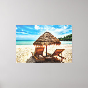 Lounge Chairs Beach throw Pillow Leinwanddruck