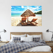 Lounge Chairs Beach throw Pillow Leinwanddruck (Insitu (Schlafzimmer))