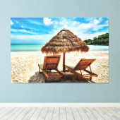 Lounge Chairs Beach throw Pillow Leinwanddruck (Insitu (Holzboden))