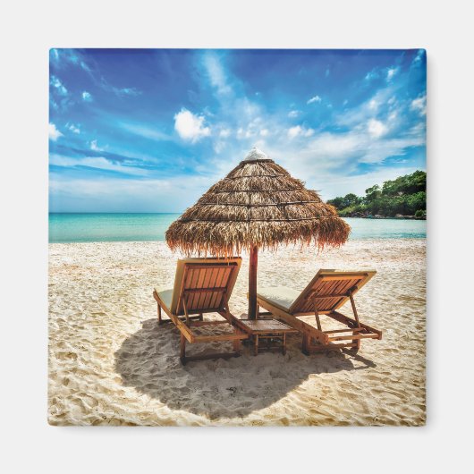 Lounge Chairs Beach throw Pillow Magnet (Vorne)