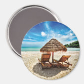 Lounge Chairs Beach throw Pillow Magnet (Vorderseite/Rückseite)