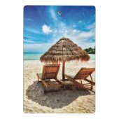 Lounge Chairs Beach throw Pillow Mini Klemmbrett (Rückseite)