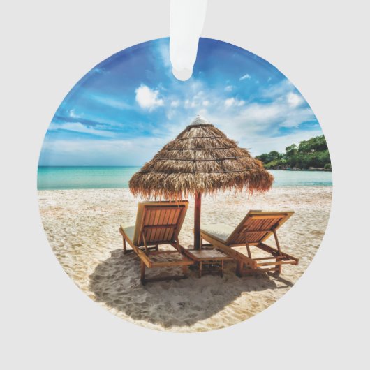 Lounge Chairs Beach throw Pillow Ornament (Vorderseite)