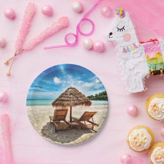 Lounge Chairs Beach throw Pillow Pappteller (Party)