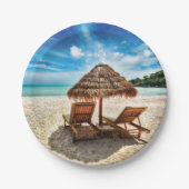 Lounge Chairs Beach throw Pillow Pappteller (Vorderseite)