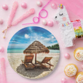 Lounge Chairs Beach throw Pillow Pappteller (Party)